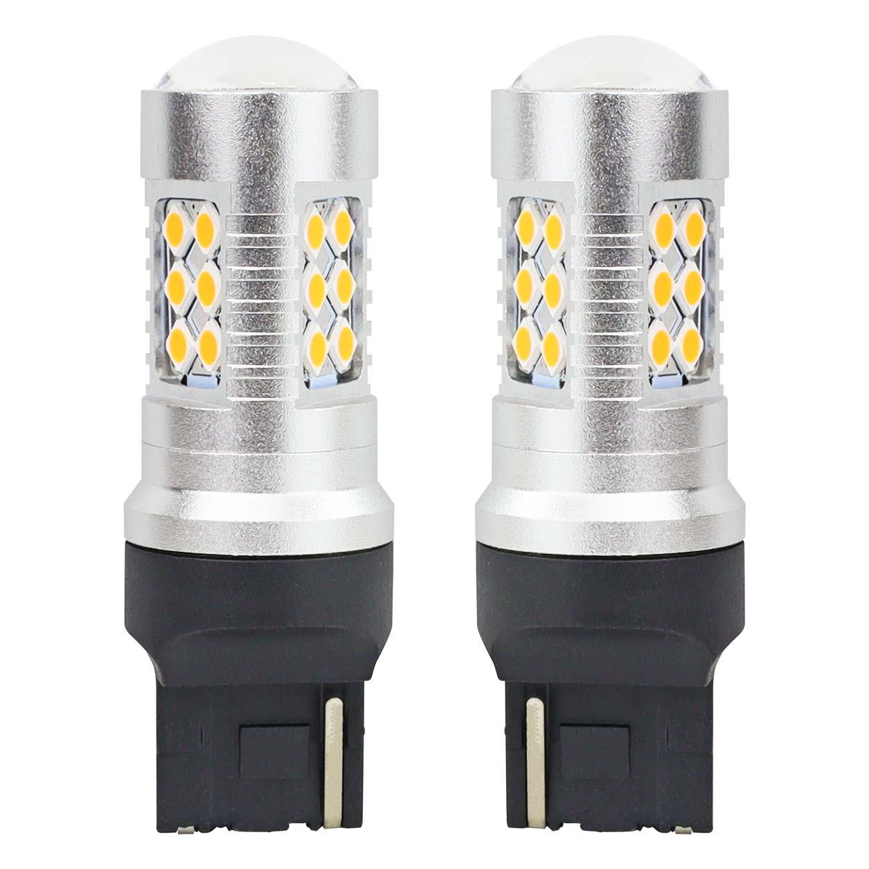 Set becuri auto cu LED CANBUS, 3030, 24SMD, compatibil T20, 7440, WY21W, Portocaliu, 12V / 24V, destinat competitiilor auto sau off-road-0