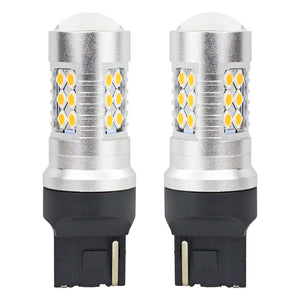 Set becuri auto cu LED CANBUS, 3030, 24SMD, compatibil T20, 7440, WY21W, Portocaliu, 12V / 24V, destinat competitiilor auto sau off-road-0