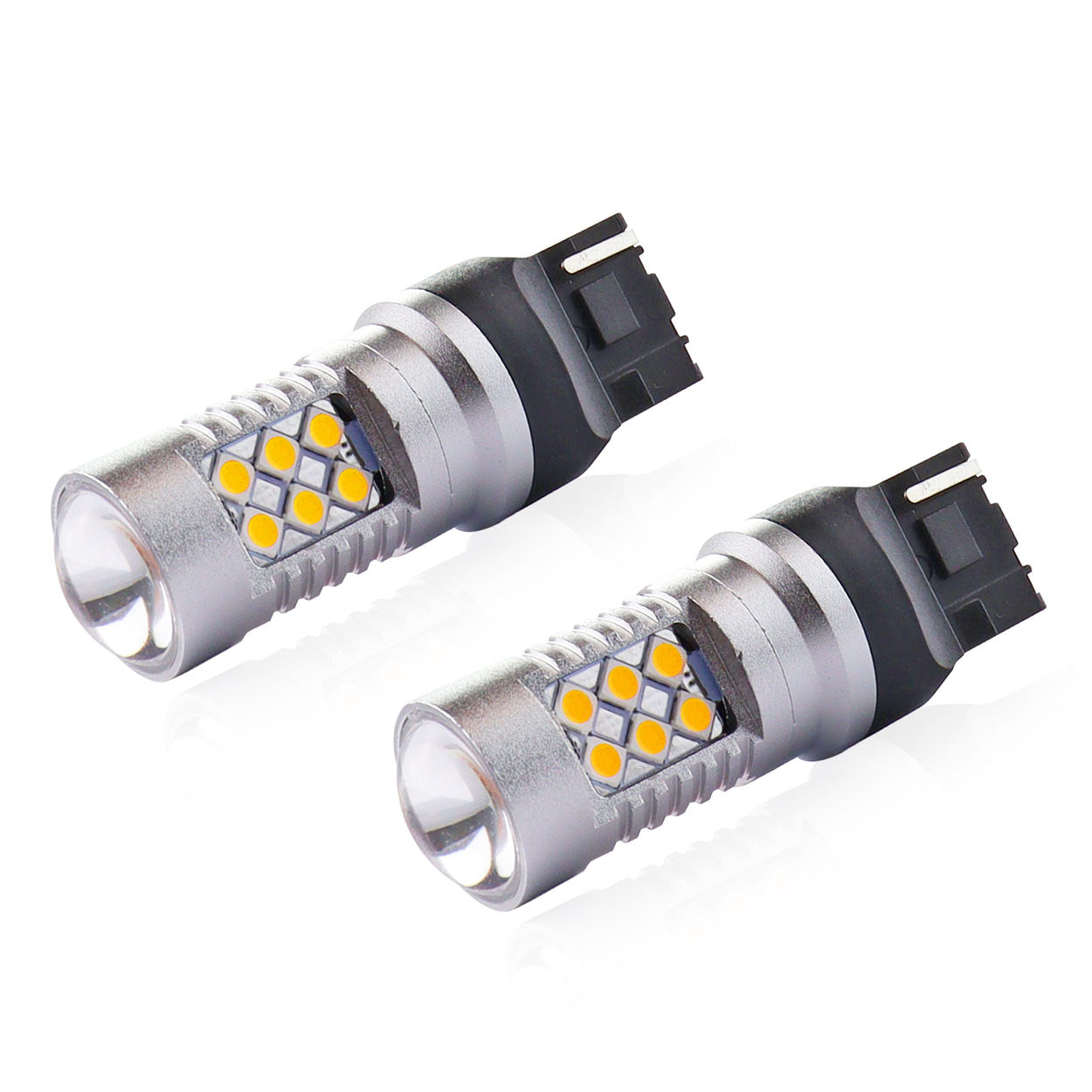 Set becuri auto cu LED CANBUS, 3030, 24SMD, compatibil T20, 7440, WY21W, Portocaliu, 12V / 24V, destinat competitiilor auto sau off-road-1