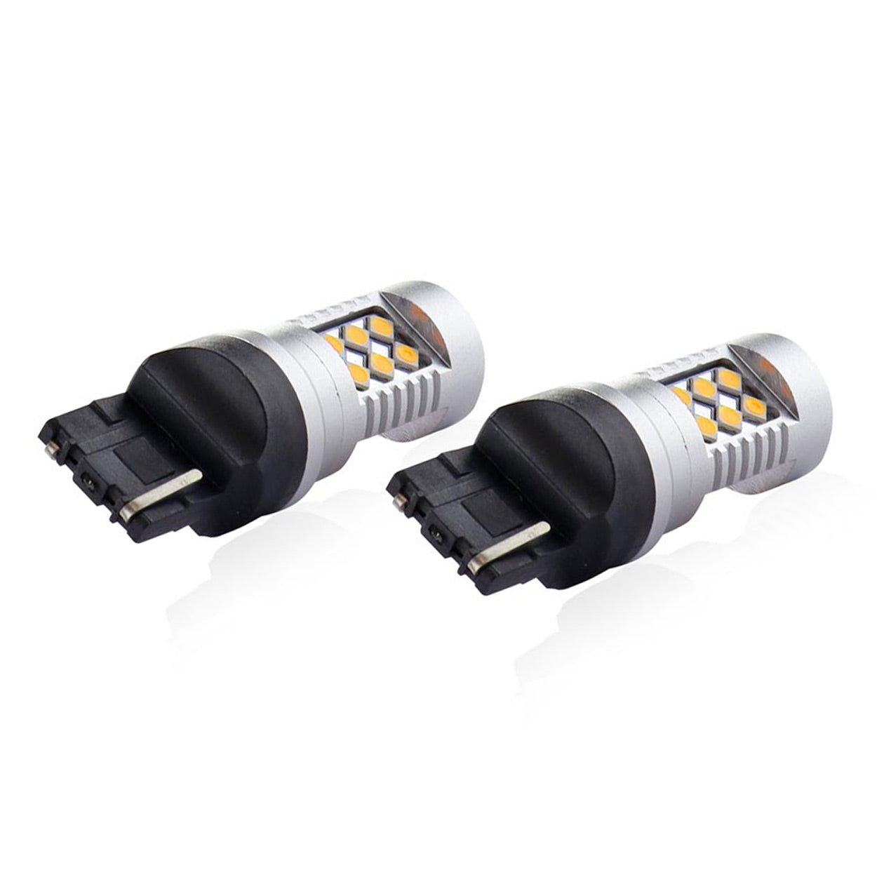 Set becuri auto cu LED CANBUS, 3030, 24SMD, compatibil T20, 7440, WY21W, Portocaliu, 12V / 24V, destinat competitiilor auto sau off-road-2