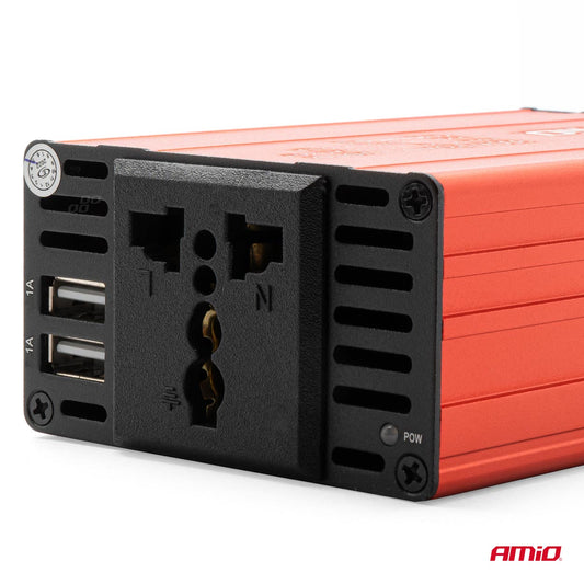 Convertor de tensiune 24V -> 230V, 300W/600W, 2 x USB 5V-1