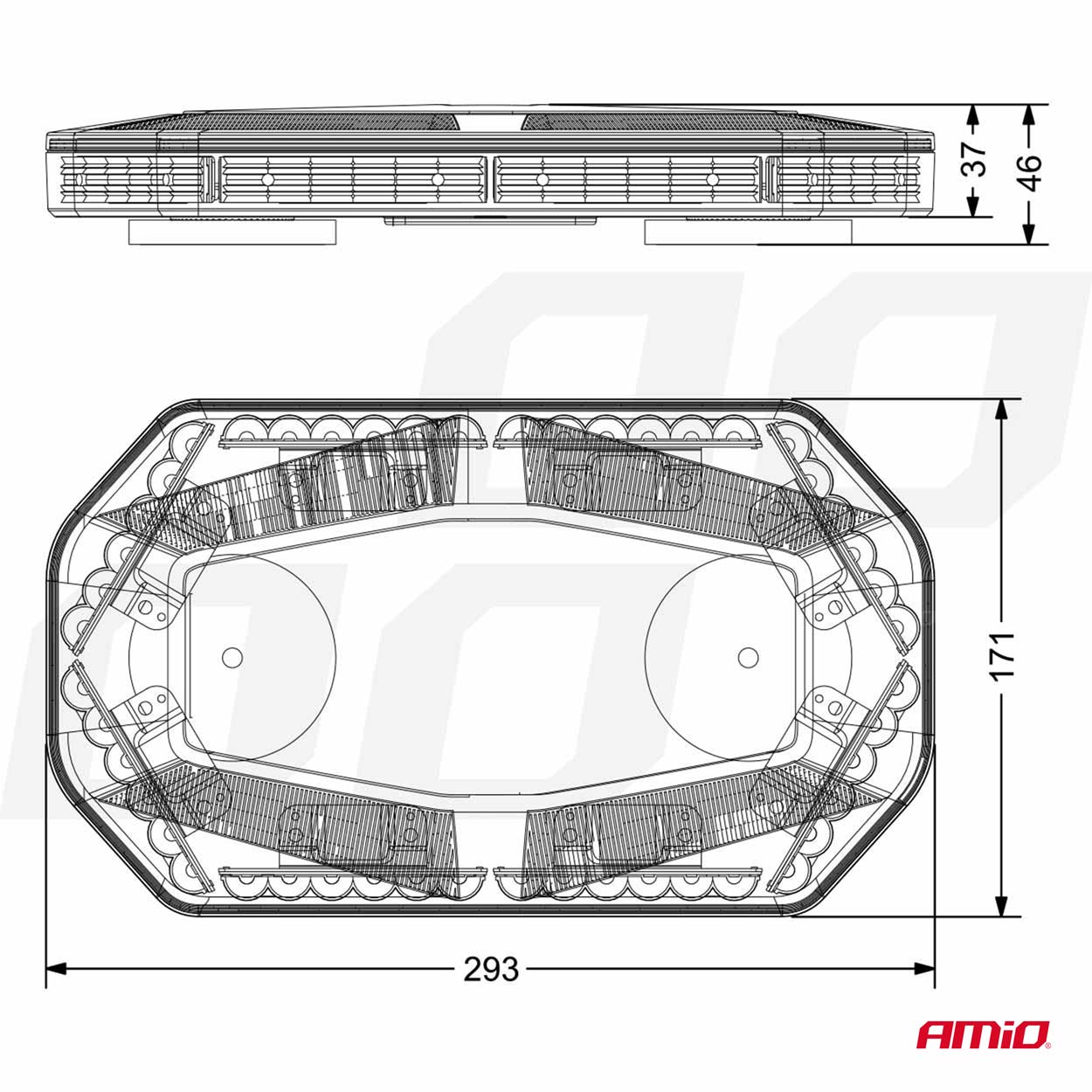 Rampa luminoasa girofar, culoare Orange, alimentare 12/24V, 48 LED-uri, protectie IP56, montaj cu magnet-8
