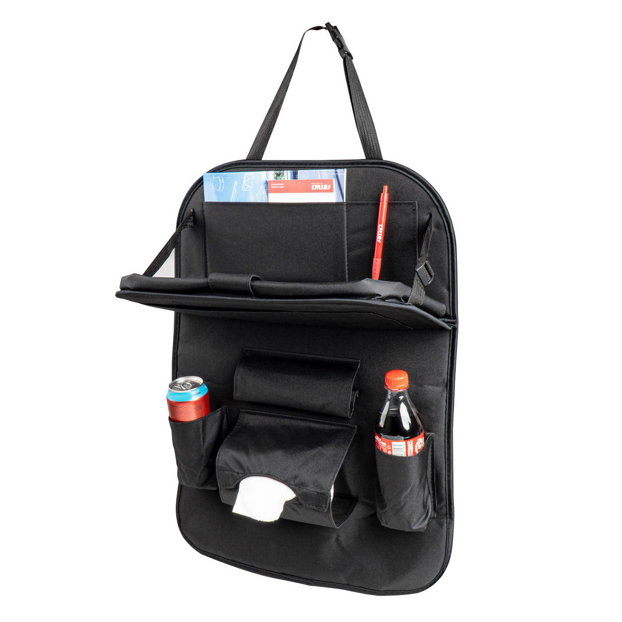 Organizator auto cu masa rabatabila, montaj pe spatarul scaunului-0