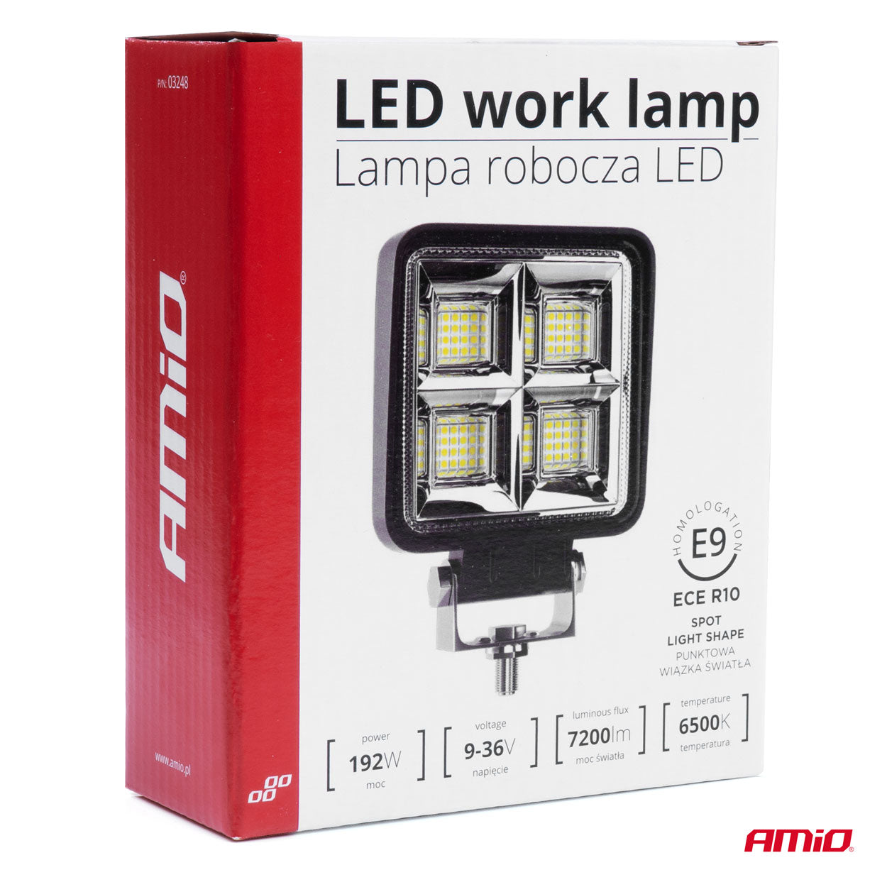 Proiector LED pentru Off-Road, ATV, SSV, putere 192W, culoare 6500K, tensiune 9-36V, dimensiuni 110 x 110 x 35 mm-3