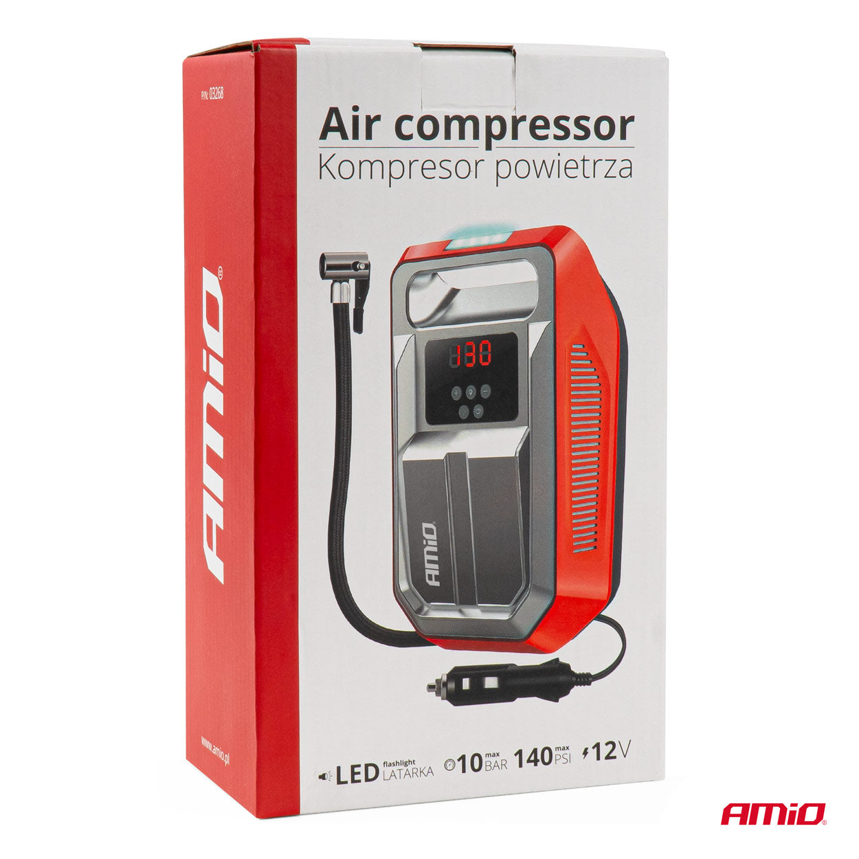 Compresor Auto Digital cu display LCD si lampa LED cu functie de iluminare si pulsare, alimentare 12V, AVX-AM03268-9