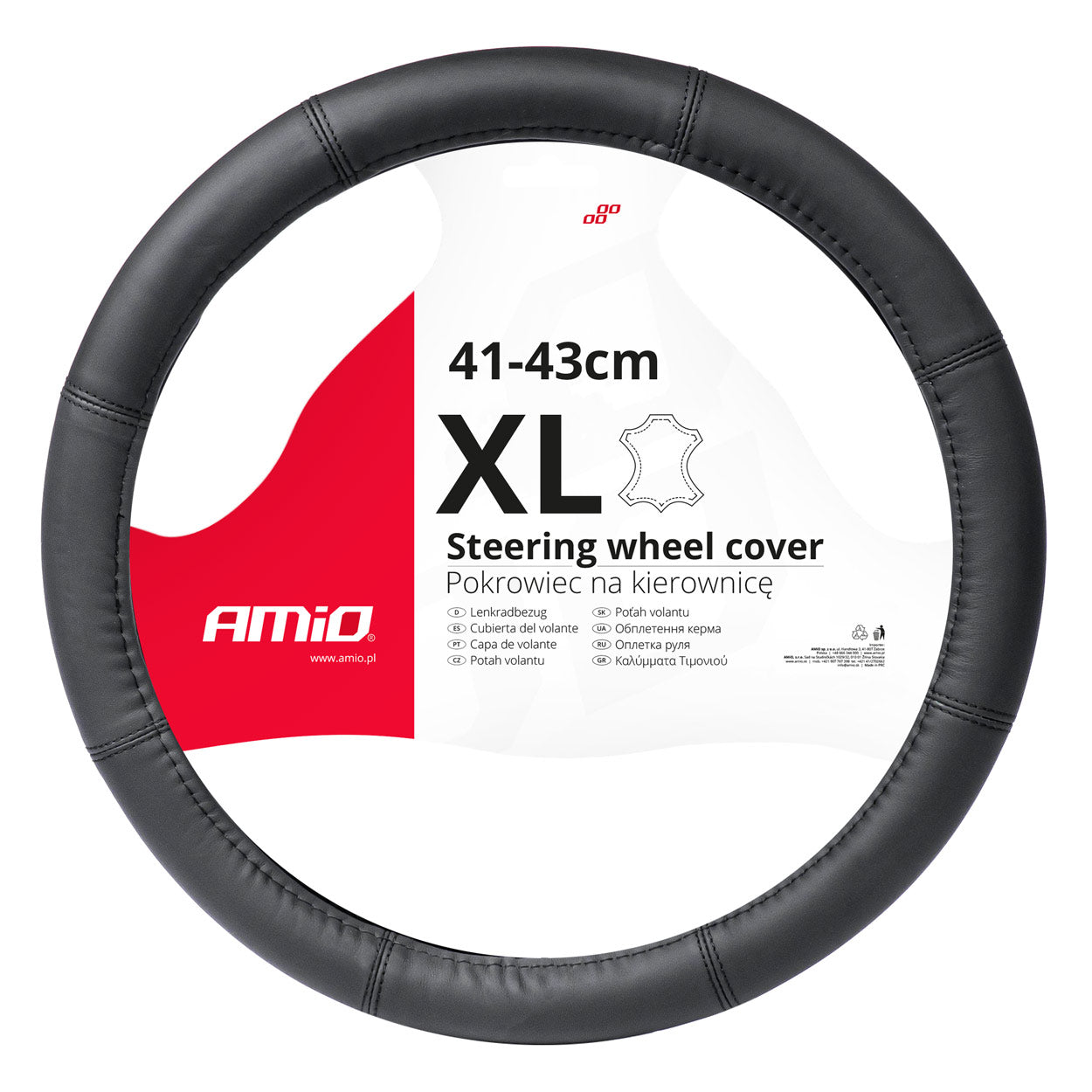 Husa volan din Piele Naturala, culoare Neagra, marime XL (volan 41-43cm), AVX-AM03548-2