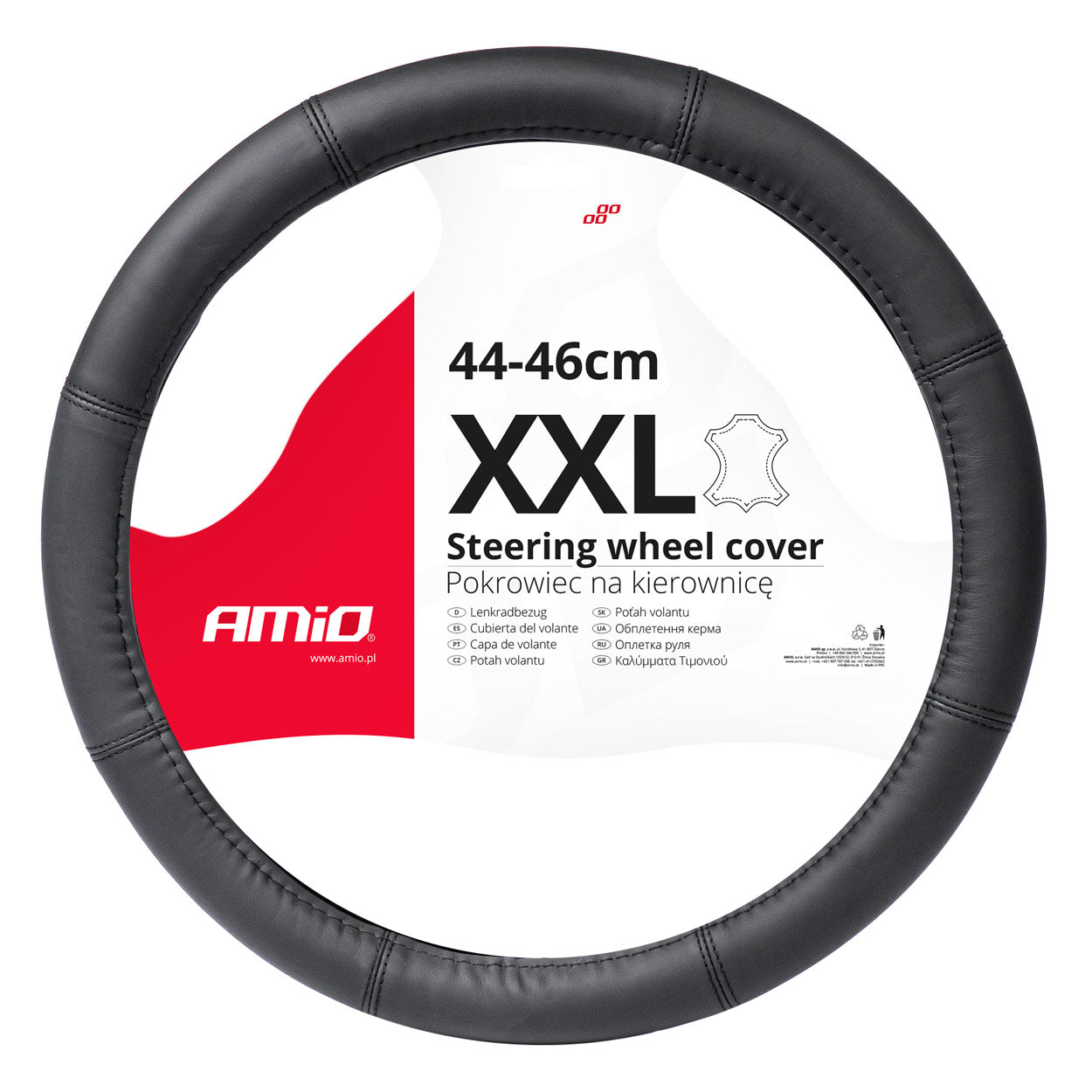 Husa volan din Piele Naturala, culoare Neagra, marime XXL (volan 44-46cm), AVX-AM03549-2