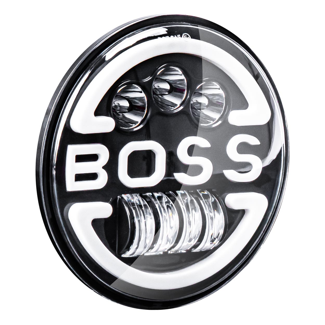 Lampa Suplimentara LED pentru Vehicule Off-Road, ATV, SSV, cu inscriptie "BOSS" si functii_ Faza Lunga, Faza Scurta, Semnalizare, Pozitie, tensiune alimentare 9 - 36V, diametru Ø170 mm-0