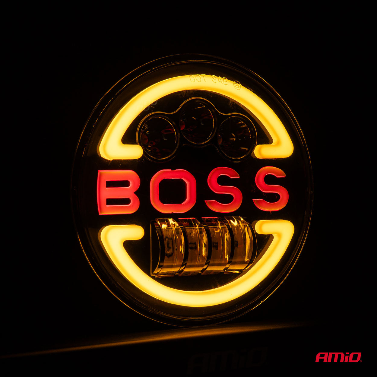 Lampa Suplimentara LED pentru Vehicule Off-Road, ATV, SSV, cu inscriptie "BOSS" si functii_ Faza Lunga, Faza Scurta, Semnalizare, Pozitie, tensiune alimentare 9 - 36V, diametru Ø170 mm-4