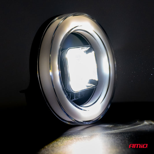 Proiector LED cu Angel Eye model AWL58, pozitie, semnalizare, faza lunga/scurta, pentru Off-Road, ATV, SSV, putere 45W, 8000lm, tensiune 9-36V, dimensiuni 114,5 x 114,5 x 52 mm-1