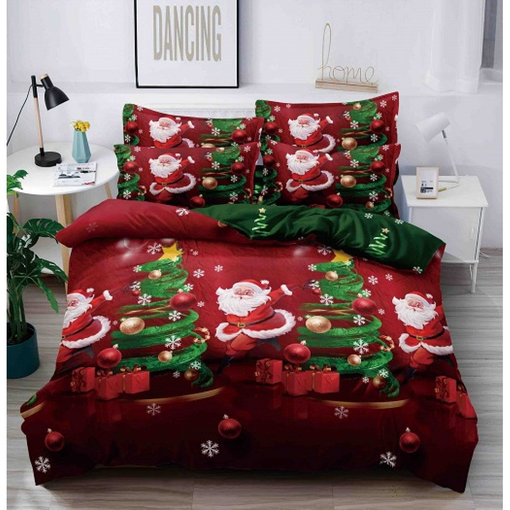 Lenjerie de pat Mos Craciun, 4 Piese bumbac finet ,1 persoana