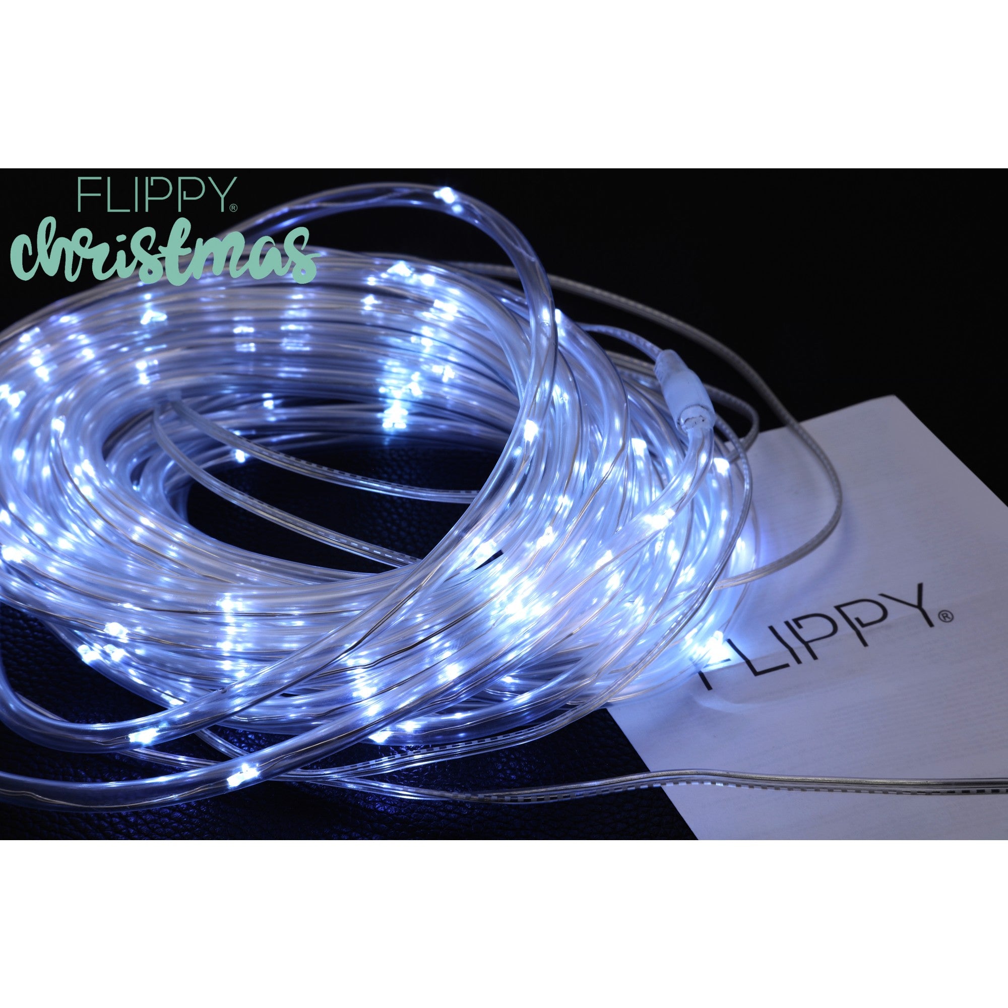 Instalatie luminoasa de Craciun tip furtun luminos, 100 LED-uri, 12 metri lungime, 8 programe, 2 metri prelungitor, sarma din cupru, incarcare solara, alb rece, Flippy-5