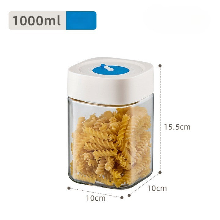 Borcan din Sticla de Inalta Calitate, Flippy, Capac Ermetic, Uz Casnic, Depozitarea Condimentelor sau a Alimentelor Umede si Uscate, 1000 mL, 10x10x15.5 cm, Alb-1