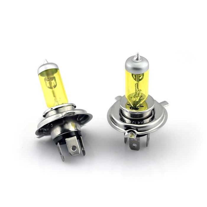 Set 2 becuri H4 (P43) pentru proiectoare de ceata, culoare galbena, 12V, 55W-1