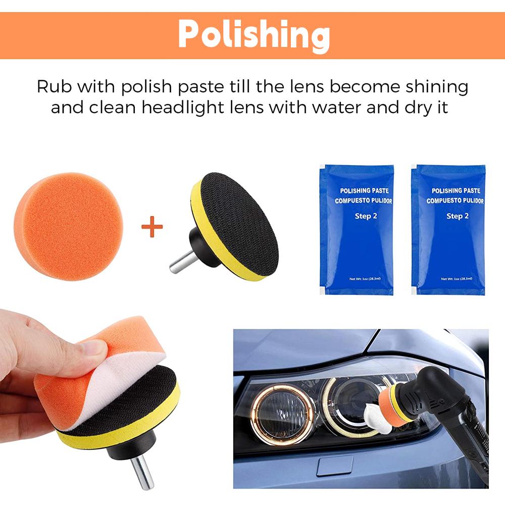 Kit polish 16 piese pentru Restaurarea Lentilelor Farurilor de Mașină
