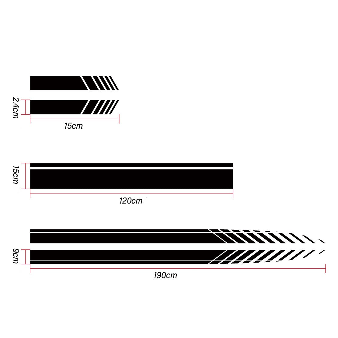 Set 5 stickere autoadezive Tuning, model "Racing Stripes V1", dimensiune 190 cm, culoare Neagra-2