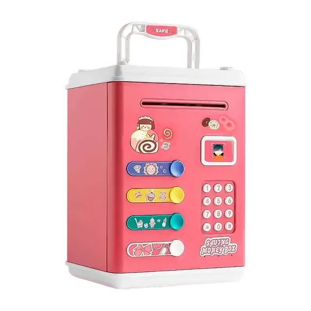 Pușculiță pentru Copii Tip ATM – Cu Cifru și Amprentă Digitală,cod pin