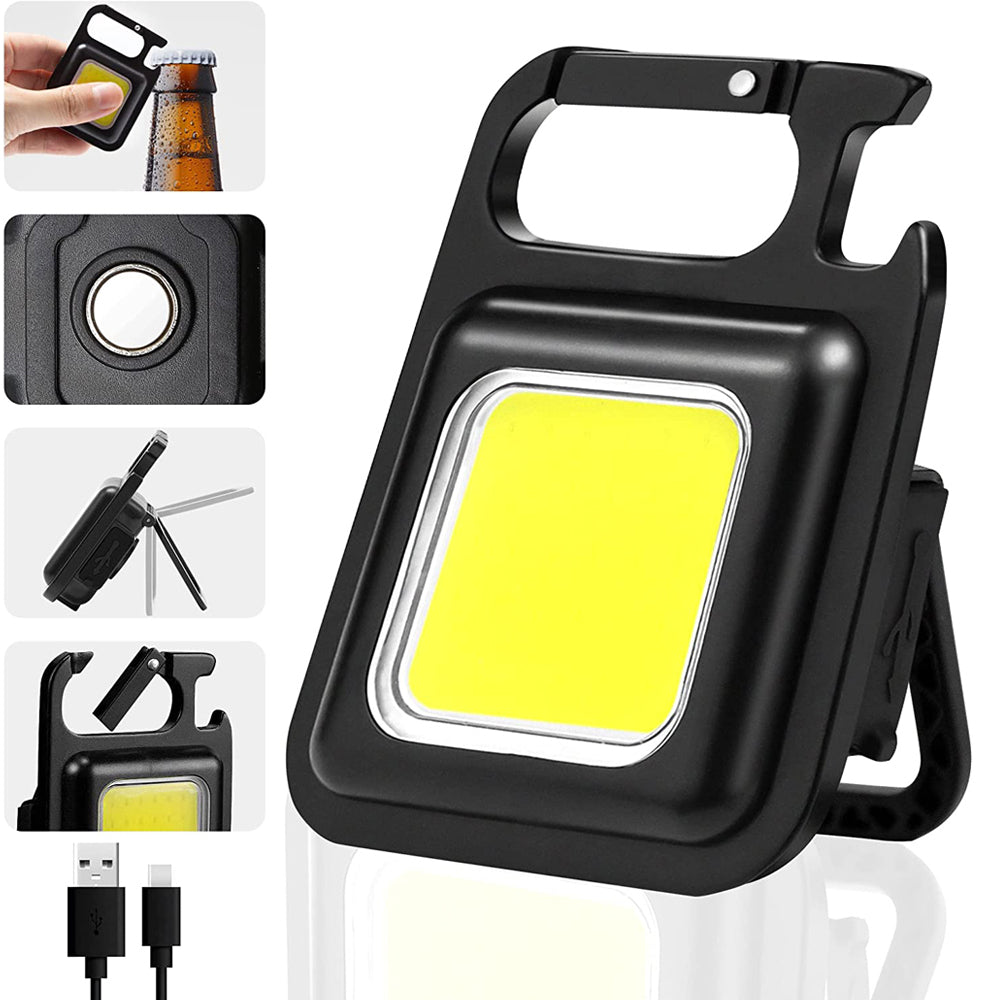 Mini lanternă LED tip breloc cu lumină multifuncțională portabilă COB lanternă Camping cu încărcare USB 1+1