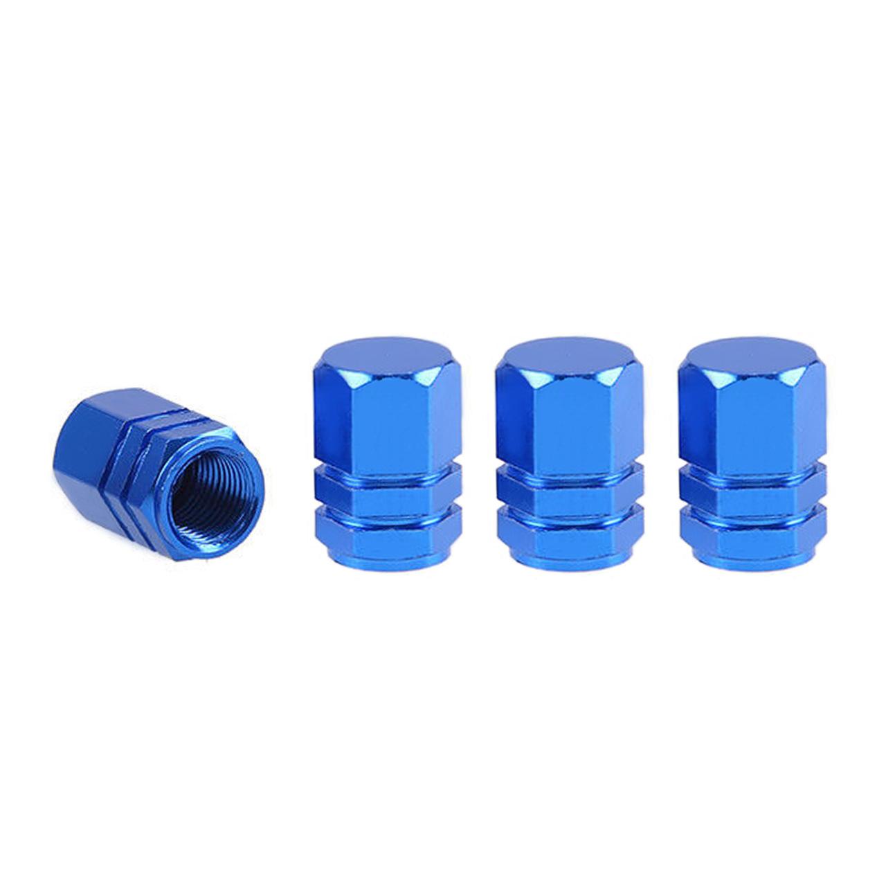 Set capacele auto pentru ventil hexagon albastru 4 buc-1