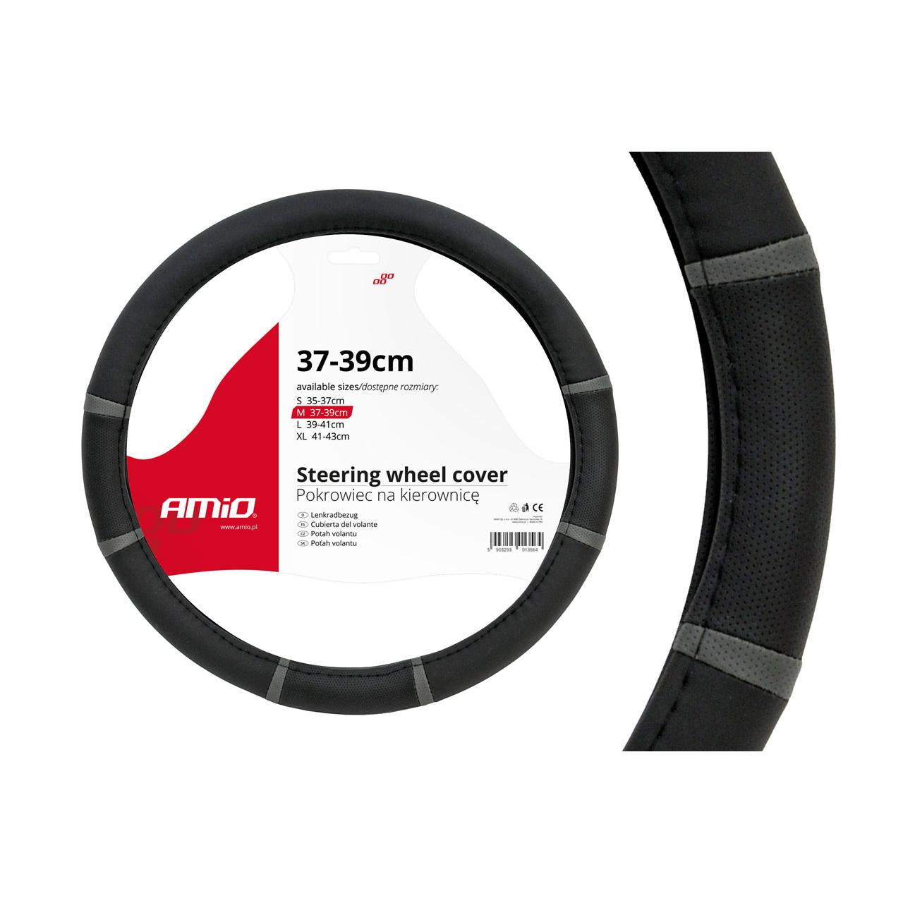 Husa volan negru + dungi gri SWC-06-M (37-39cm)-0