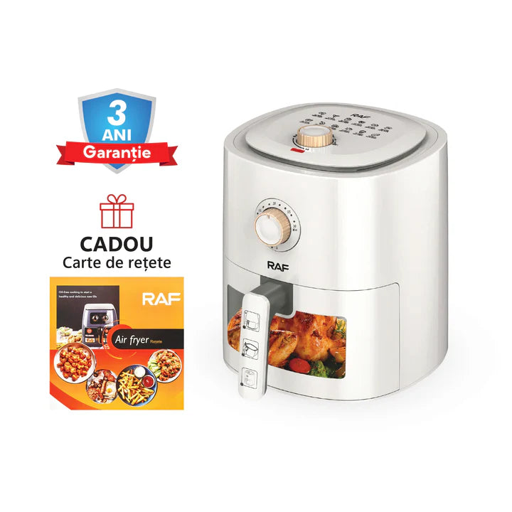 Friteuza cu aer cald - Air Fryer 6L, 2400W RAF + Carte de rețete electronică Cadou