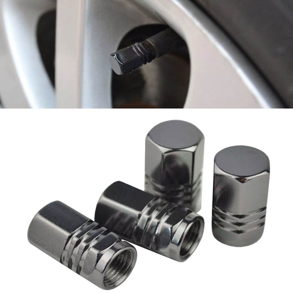 Set capacele auto pentru ventil hexagon negru 4 buc-0