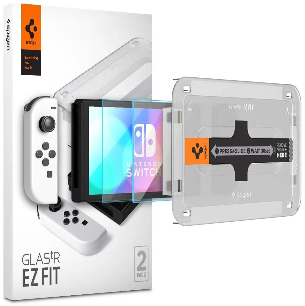 Folie Protectie SPIGEN GLAS.TR” I FIT” 2-PACK COMUTATOR NINTENDO OLED