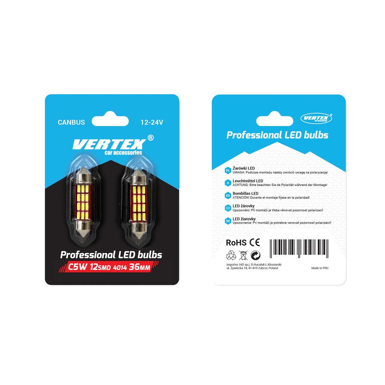 Set becuri auto cu LED CANBUS sofit compatibil C5W 12 SMD 36mm Alb 12/24V, destinat competitiilor auto sau off-road-1