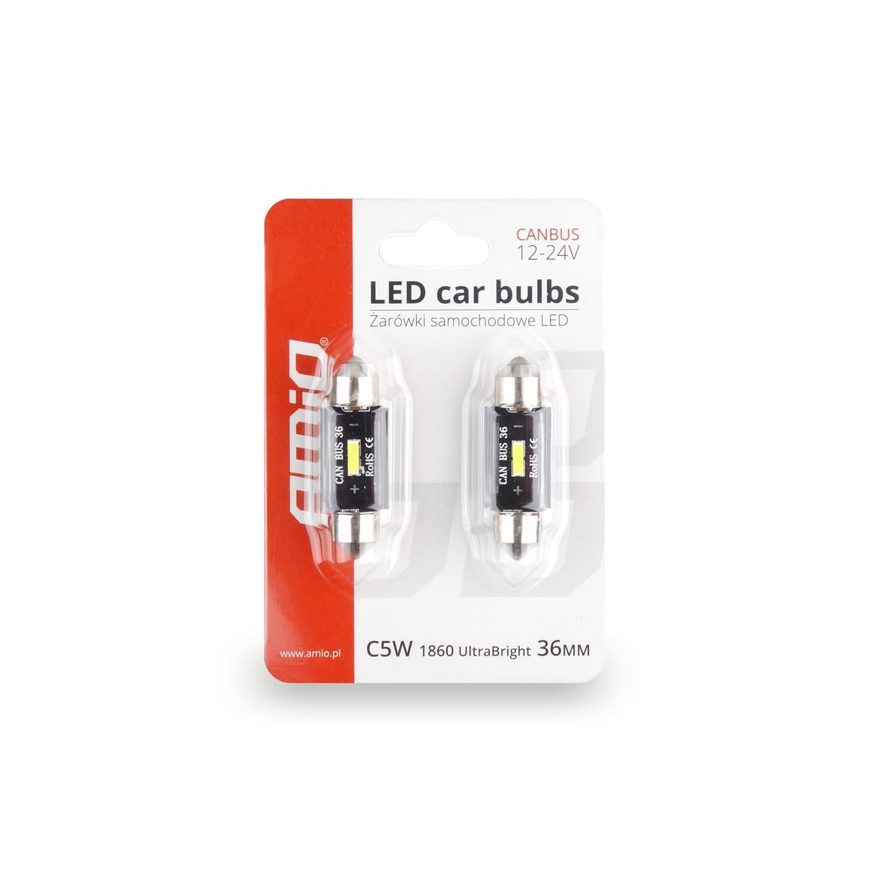 Set becuri auto cu LED CANBUS sofit compatibil C5W 1 SMD 36mm Alb 12/24V, destinat competitiilor auto sau off-road-1