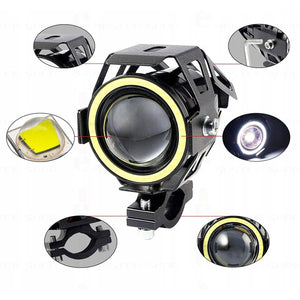 Proiector LED cu Lupa, Angel Eye ALB si Devil Eye RED, alimentare 12V, pentru Off-Road, ATV, SSV, UTV-10