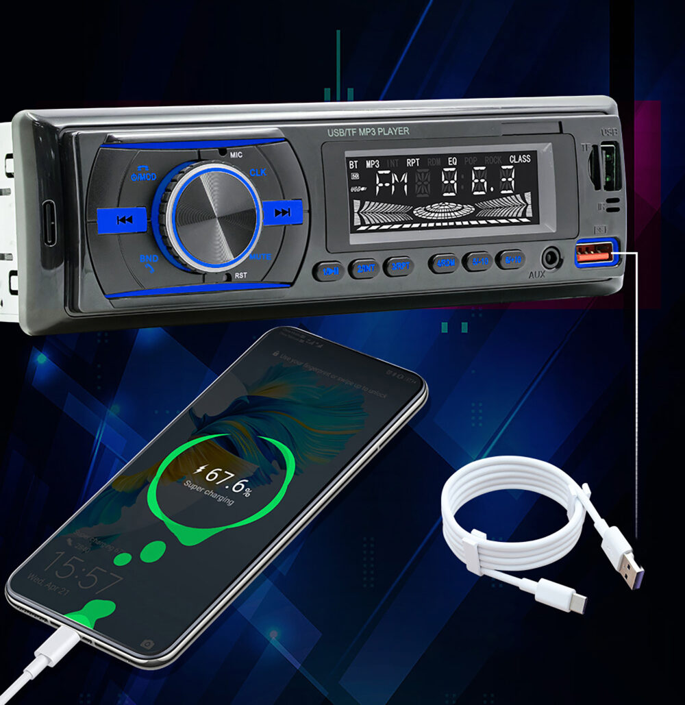 Player Auto RGB, 4 x 50W, model 7021A, cu Bluetooth, Telefon, Radio, MP3, AUX, Card