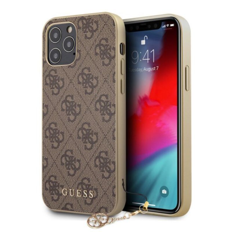Husă Guess 4G Charms pentru iPhone 12 / 12 Pro – Maro