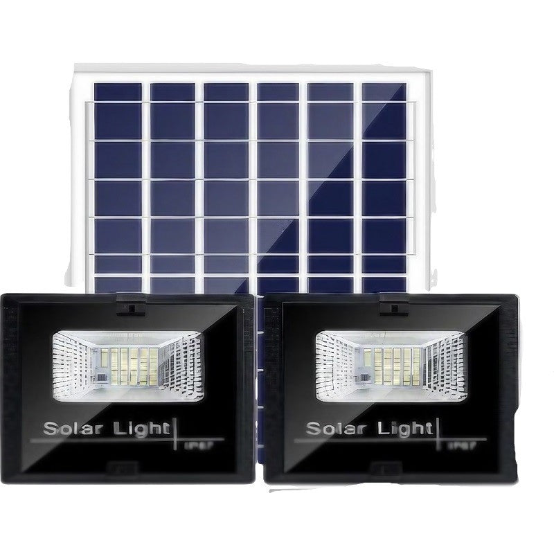 Set 2 proiectoare LED SMD 30W cu incarcare solara Flippy, panou solar, cu telecomanda, suport prindere, material ABS, 1.2AH, 200LED-uri, 13x13.5 cm, negru-1