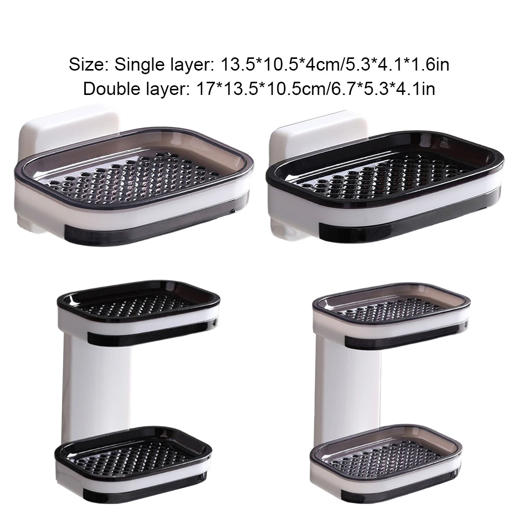 Organizator de bureți si sapun montat pe perete, rezistent la umiditate, cu tavă pentru scurgerea apei