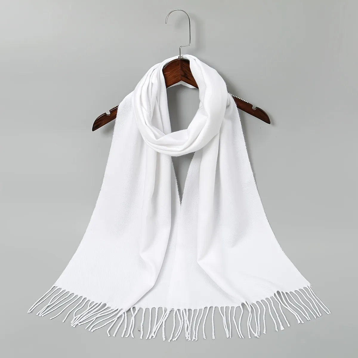 Esarfa din casmir, 190x65 cm - Alb