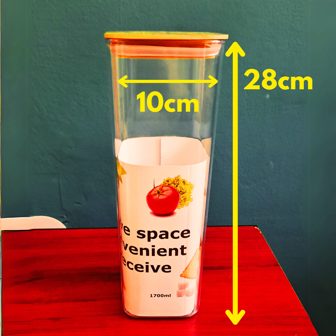 Cutii Depozitare Alimente din Plastic Rezistent cu Capac Ermetic și Design de Bambus - Modele Rectangulare