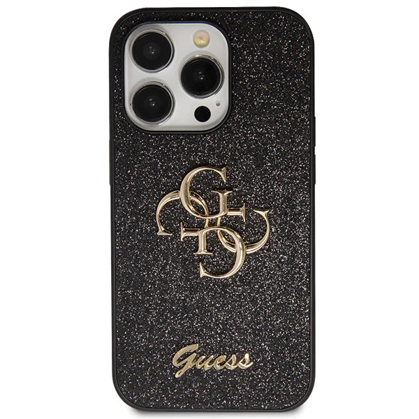 Huse Guess Phone 14 Pro black hardcase Glitter Script