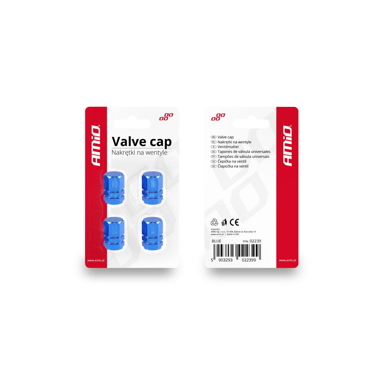 Set capacele auto pentru ventil hexagon albastru 4 buc-3