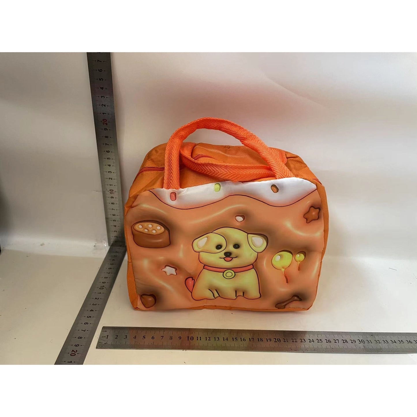 Geantă Frigorifică, Flippy, cu Desene Animate 3D, Portabilă pentru Copii, de Prânz, din Pânză Oxford, 23x13x19 cm, Model Catelus, Maro-1