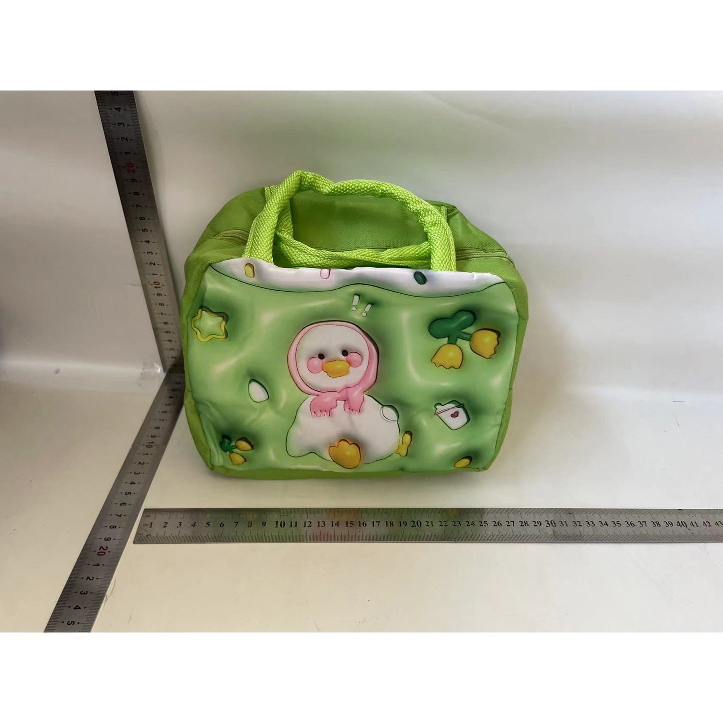 Geantă Frigorifică, Flippy, cu Desene Animate 3D, Portabilă pentru Copii, de Prânz, din Pânză Oxford, 23x13x19 cm, Model Ratusca, Verde-1