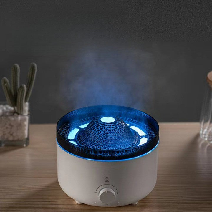 Umidificator de tip vulcan, Flippy, cu aromaterapie, cu telecomanda, 560 ml, model V21A, alb-2