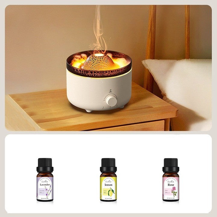 Umidificator de tip vulcan, Flippy, cu aromaterapie, cu telecomanda, 560 ml, model V21A, alb-3