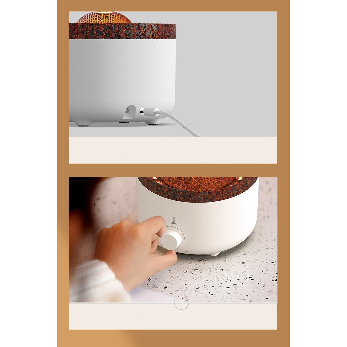 Umidificator de tip vulcan, Flippy, cu aromaterapie, cu telecomanda, 560 ml, model V21A, alb-7