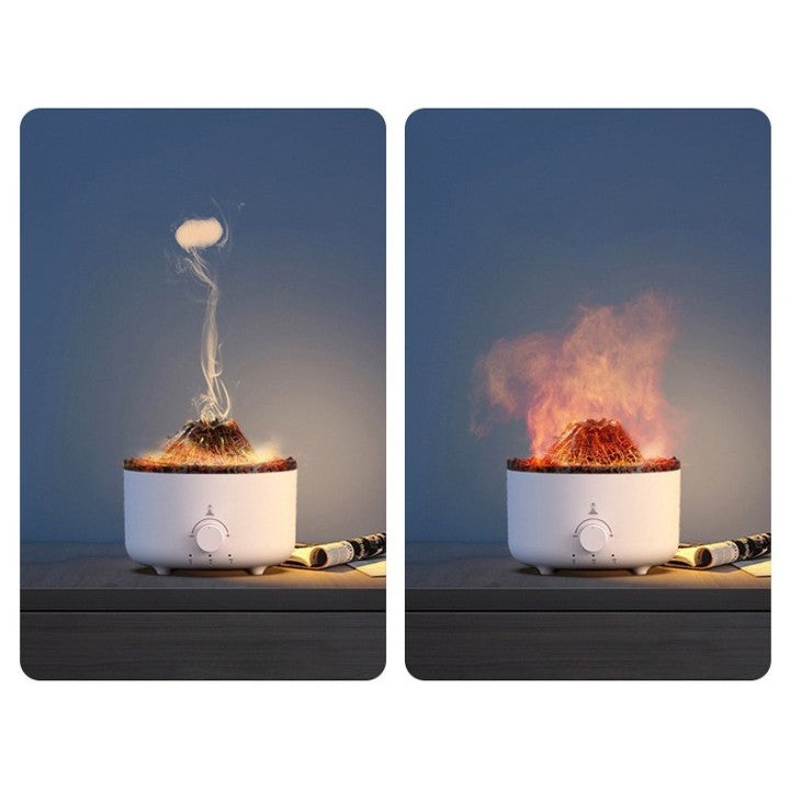 Umidificator de tip vulcan, Flippy, cu aromaterapie, cu telecomanda, 560 ml, model V21B, alb-1