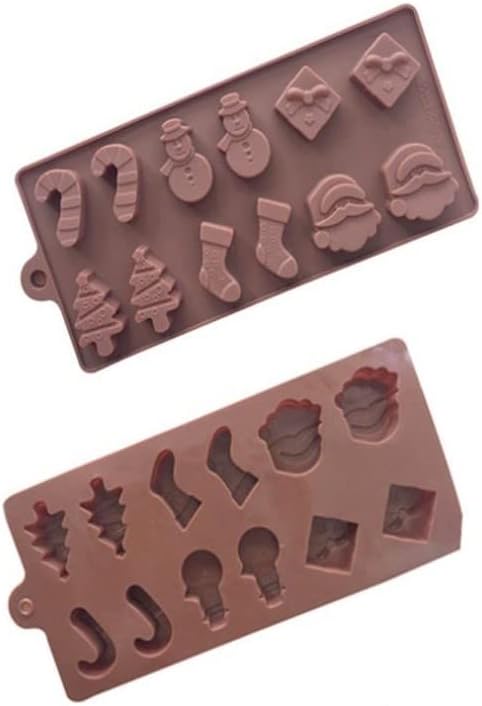 Formă din Silicon pentru Bomboane, Ciocolată și Cuburi de Gheață – Modele de Crăciun cu 12 Figurine