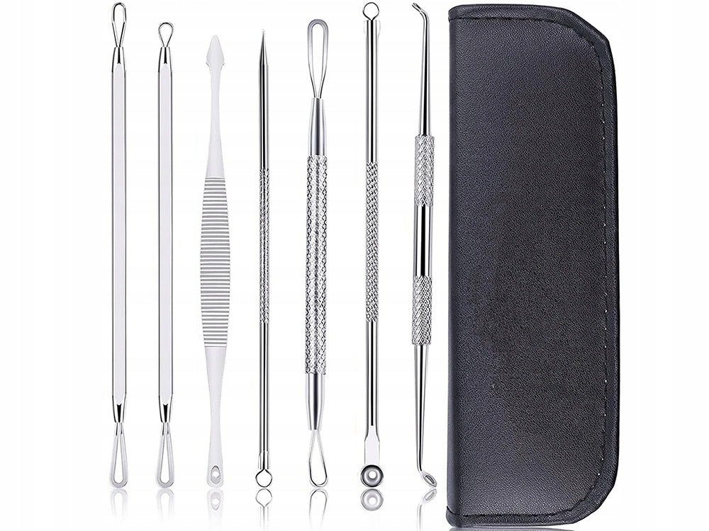 Set 7 Instrumente pentru Îndepărtarea Punctelor Negre și a Coșurilor, cu Etui