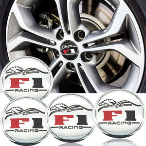 Set 4 buc. ornament central janta, model "F1 Chrome", diametru 5cm-0