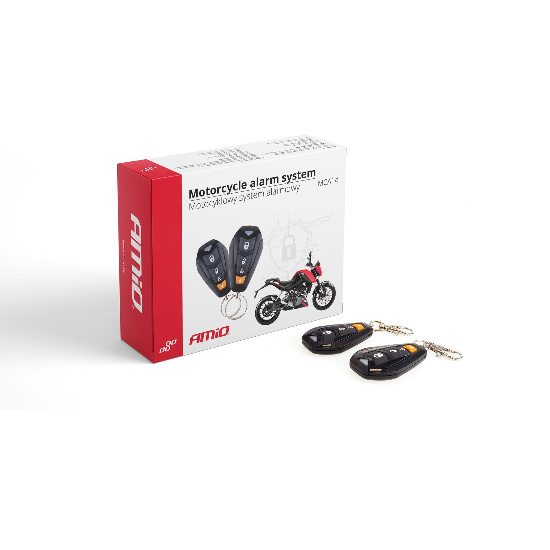 Alarma motocicleta cu functie "pornire motor" telecomenzi MCA14-1