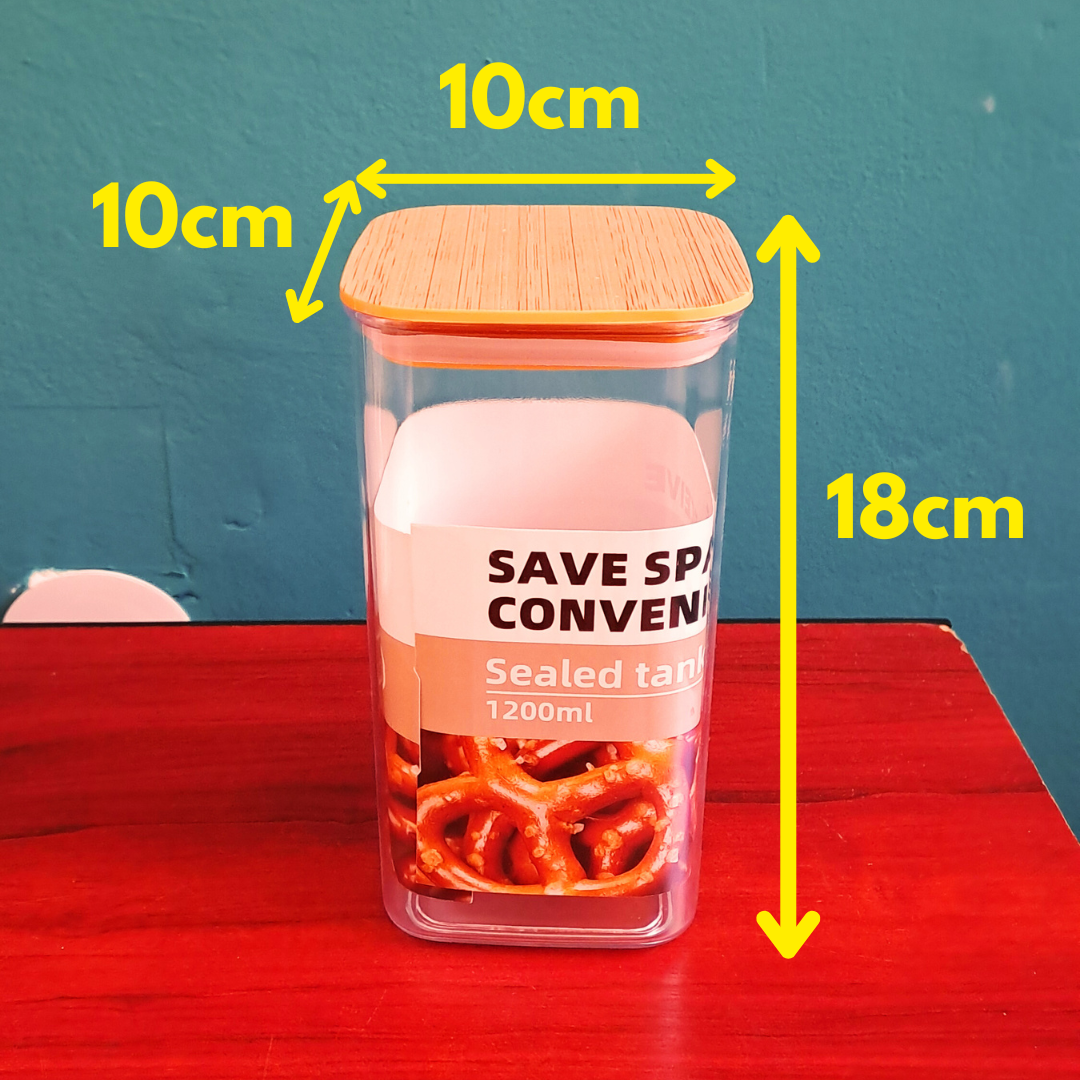 Cutii Depozitare Alimente din Plastic Rezistent cu Capac Ermetic și Design de Bambus - Modele Rectangulare