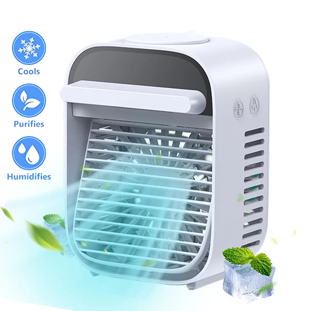 AC Cooler auto Ventilator portabil Arctic Air/ Răcitor de aer, 3 trepte viteză, 10W, Umidificare, alb-albastru